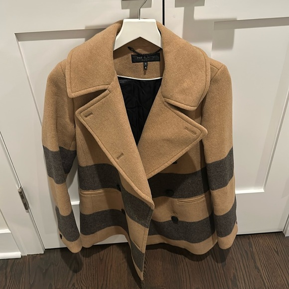 Rag & Bone women’s wool peacoat camel/charcoal SIZE 0 - Picture 2 of 11